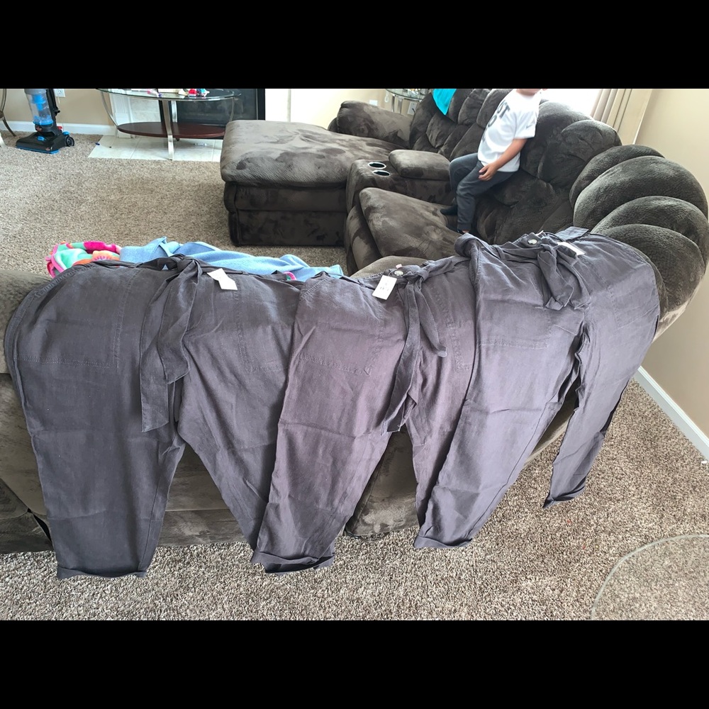 Lou & Grey Tie Waist Linen Pants by Anne Taylor